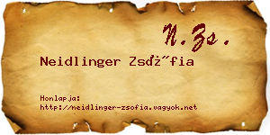 Neidlinger Zsófia névjegykártya